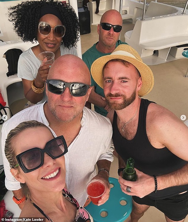 The Big Brother star enjoyed drinks with her film crew during the lavish outing and made sure to share photos to her Instagram