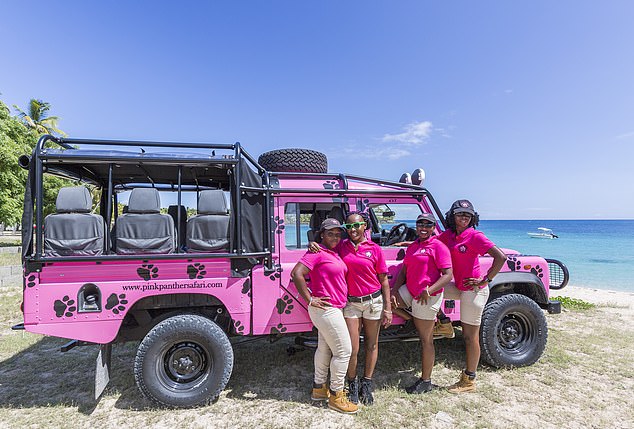 Kate went on the Pink Panther Safari tour of the island, traveling in a pink jeep to the region's must-see locations, including Devil's Beach