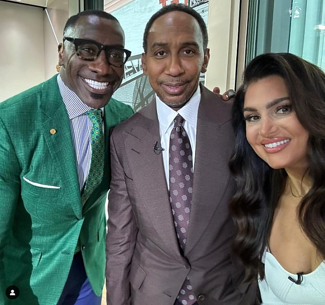 Smith (C), Qerim (R) and First Take analyst Shannon Sharpe posed for a photo together in September.