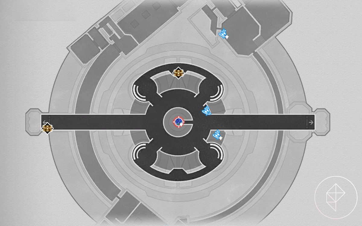 A map of the 3rd floor of the Seclusion Zone in Honkai: Star Rail.