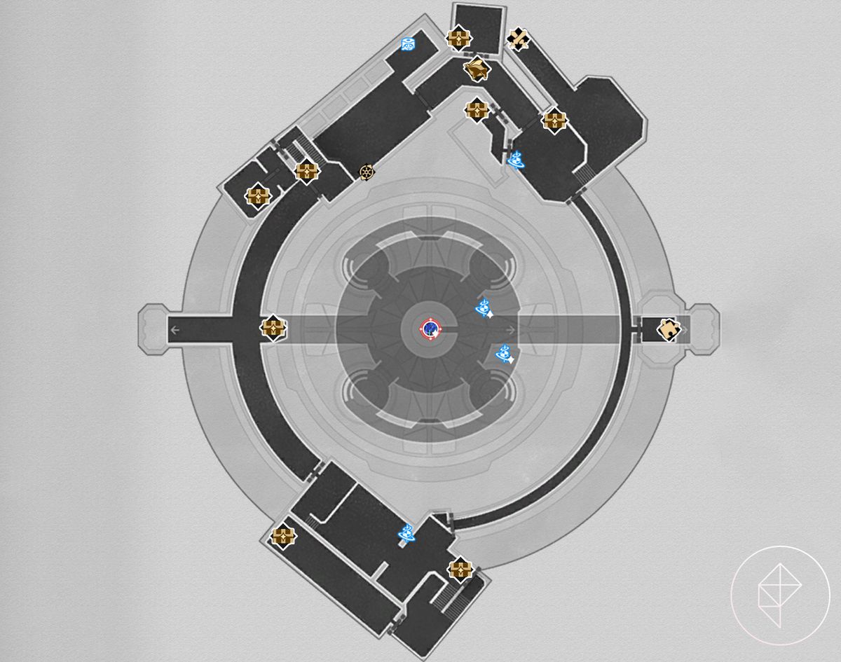 A map of the second floor of the Seclusion Zone in Honkai: Star Rail