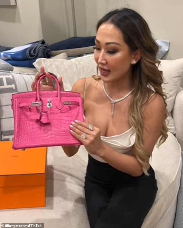 The bag that Dr.  Moon showed in the video was a Birkin 25 bag in matte alligator