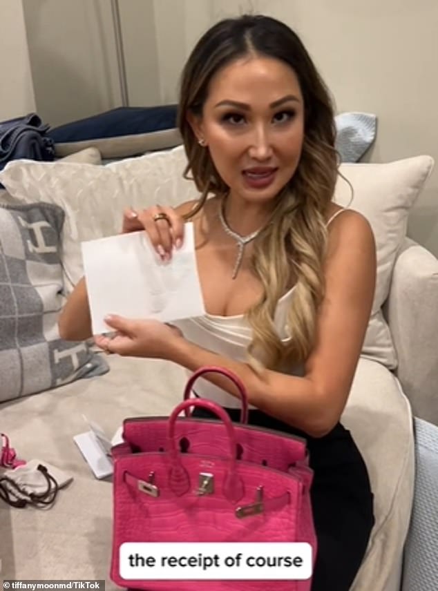 She also took viewers through the receipts that came with the expensive purchase, including a quote certificate for the exotic bags