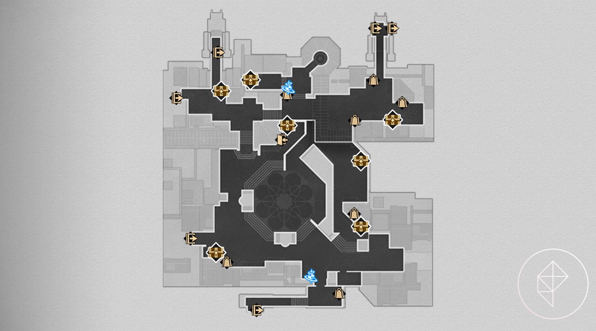 A map of the Exalting Sanctum in Honkai: Star Rail