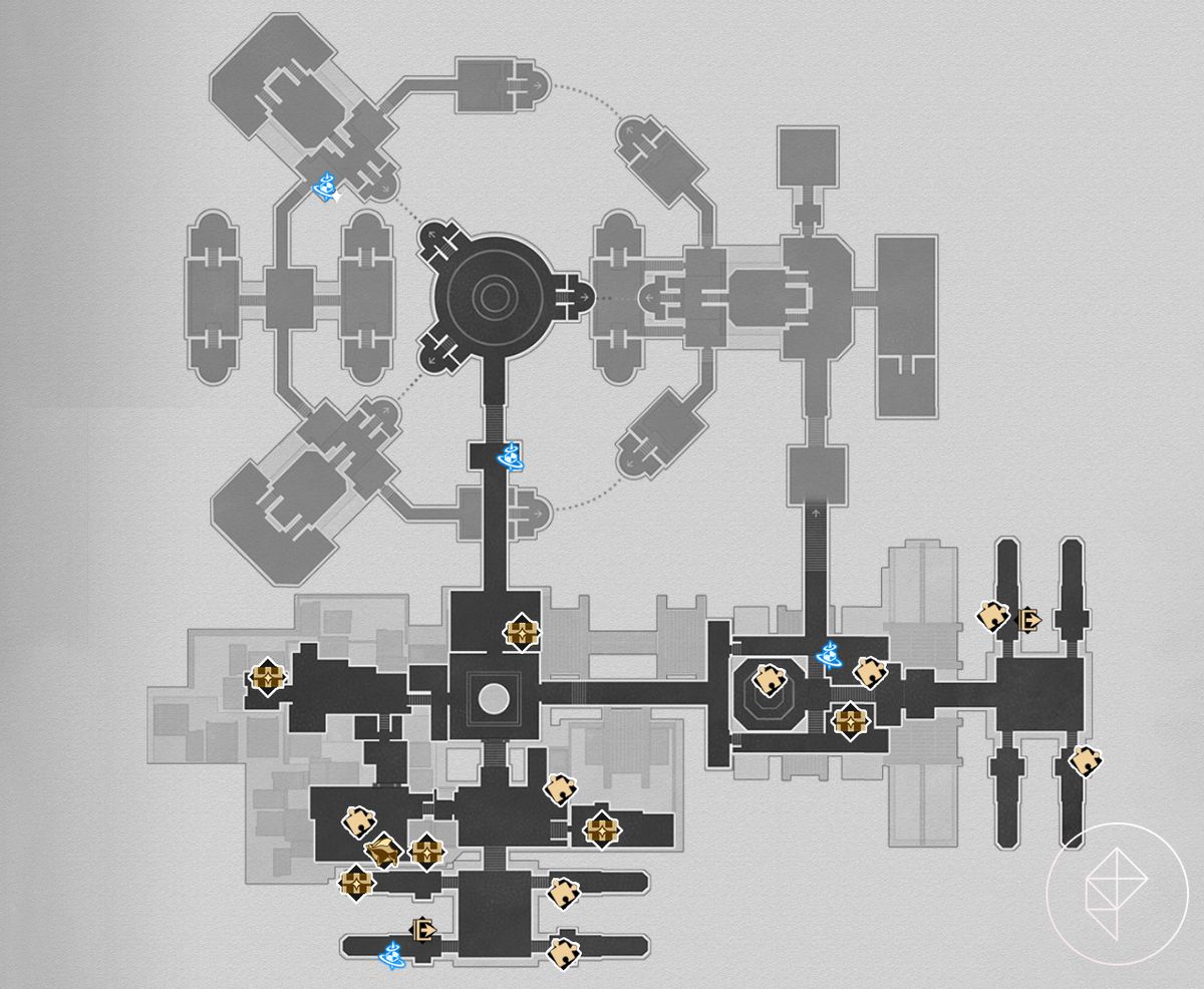 A map of the second floor of the Divination Commission in Honkai: Star Rail