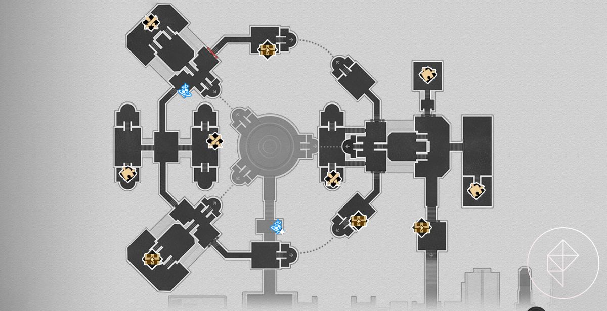 A map of the first floor of the Divination Commission in Honkai: Star Rail