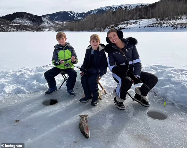 The couple enjoyed ice fishing with their children when they were not on the slopes