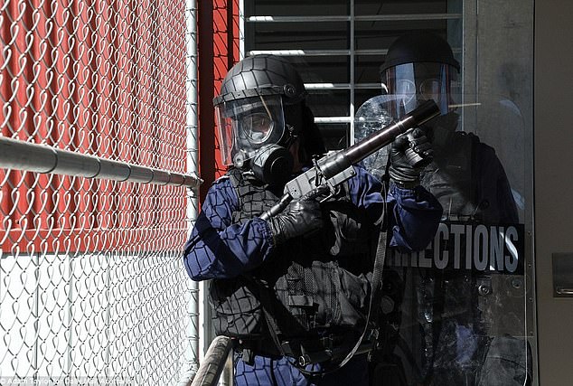 The inmate was removed from his loved one's cell at Clarence Correctional Center after a chemical agent was deployed.  Stock image of NSW Corrections team members for immediate action