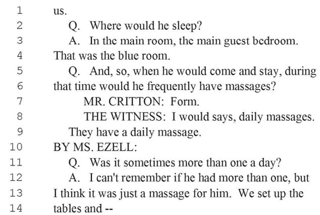 Excerpts from Juan Alessi's deposition taken under oath in 2009 and released in the latest batch of documents linked to Jeffrey Epstein