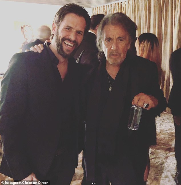 Oliver, seen here with screen legend Al Pacino in 2020, had over 60 credits on his IMDb page