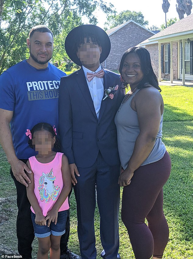 Opelousas Police Chief Graig 'Twin' LeBlanc along with his wife Crystal LeBlanc, police captain, are seen with their children