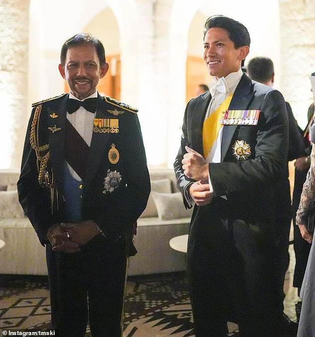 Prince Mateen pictured with his father (left) at the wedding of Crown Prince Al Hussein bin Abdullah II and Rajwa Alseif in Jordan last June