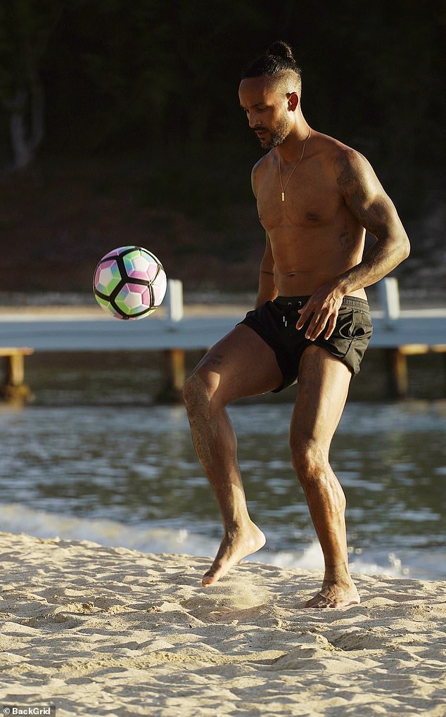 Although he has retired from football, Theo jumped into a fast-paced match on the beach as he showed off his skills