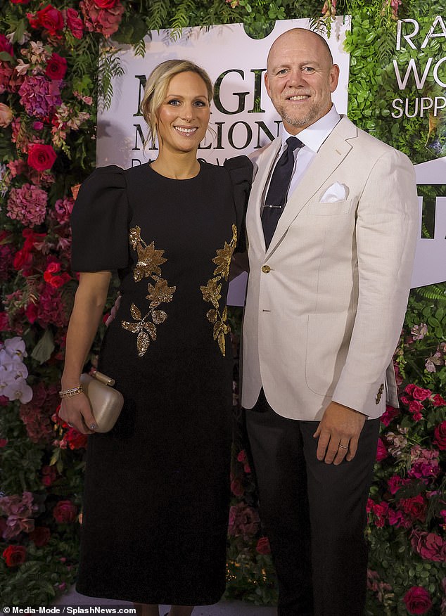 Princess Anne's daughter, 42, dressed up for the Magic Millions Racing Women Achievement Awards in a chic black dress with gold floral embellishments