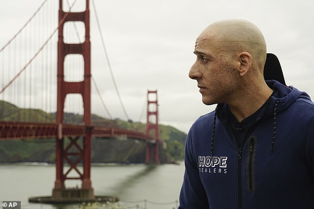 Kevin Hines, now 42, was 19 when he survived a suicide attempt by jumping from San Francisco's Golden Gate Bridge.  Hines is one of 36 people who survived a fall from the Golden Gate Bridge