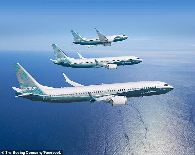 Federal officials told pilots flying the 737 Max 7, which is not yet used by airlines, to limit the use of an anti-icing system under certain circumstances.  Boeing 737 9, 8 and 7 aircraft are pictured in this view shared by the aviation company