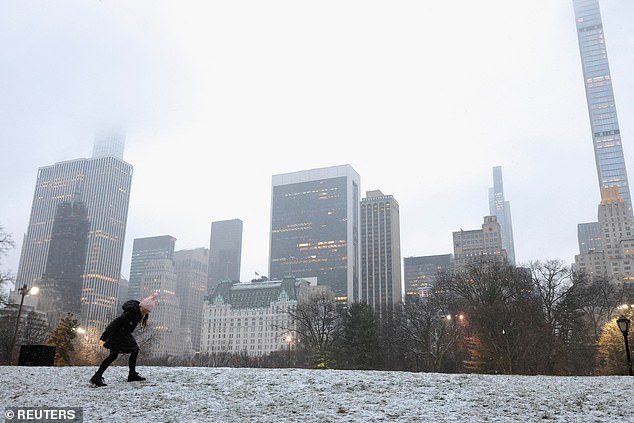 Residents of the Northeast have been bracing for a snowstorm that was expected to bring blizzards and more than a foot of snow to major cities (Photo: Manhattan in the snow on January 6)