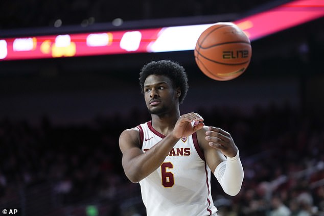 The 19-year-old Bronny is averaging 6.7 points in his first season with the USC Trojans