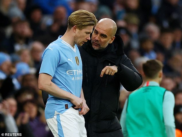 Pep Guardiola said he did not expect De Bruyne to reach his regular level but that he performed well