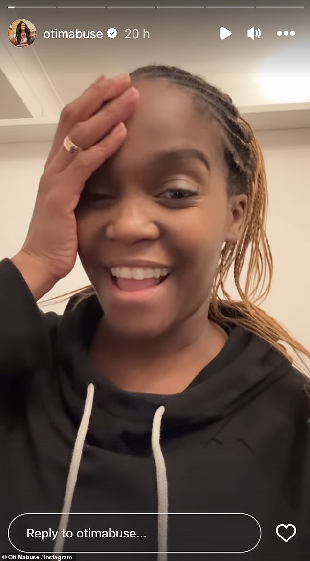 In a video on Instagram, Oti told her fans: 'First day back teaching at school, it was so nice to see everyone, really nice.  All teachers, all students