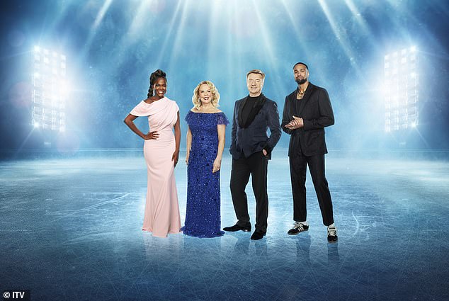 Other official Dancing On Ice photos showed her fellow judges Jayne Torvill, Christopher Dean and Ashley Banjo posing for the cameras