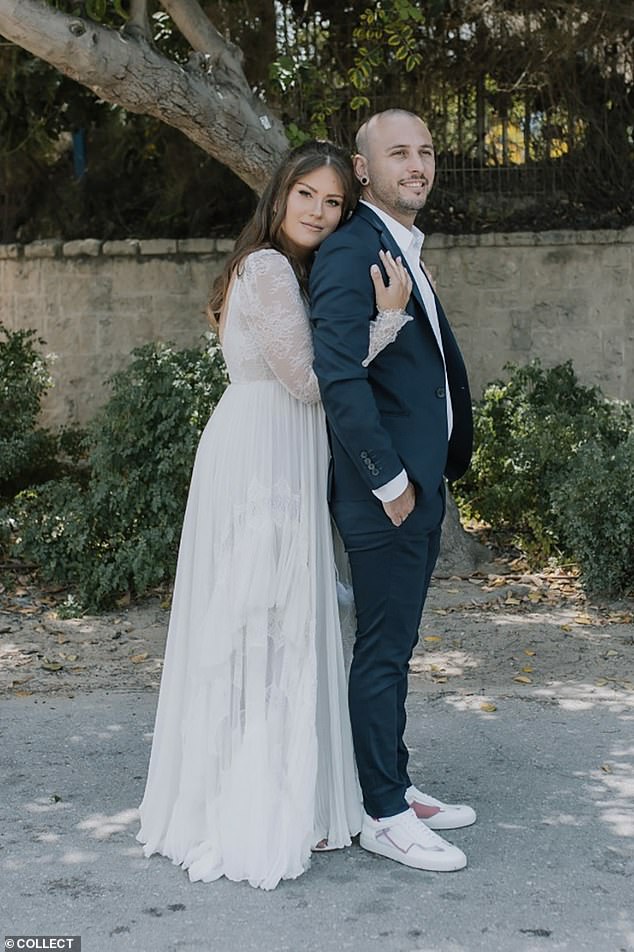 The couple met in 2013 while working in a restaurant and had a 'perfect' wedding by the sea in Ashdod, southern Israel, after eight blissful years.