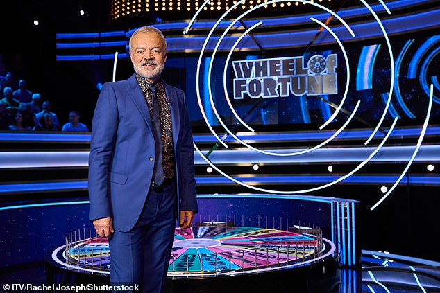 Graham appeared in the first of eight episodes of a revival of The Wheel of Fortune on Saturday (pictured)