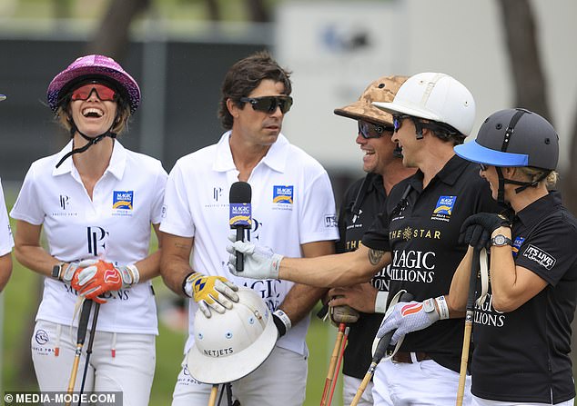 Argentinian polo star and model Nacho Figueras (pictured second from left, with Slater second from right) is Prince Harry's right-hand man