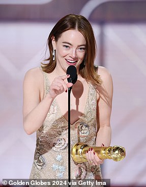 Emma Stone triumphed as she earned the award for Best Performance by a Female Actor in a Motion Picture – Musical or Comedy