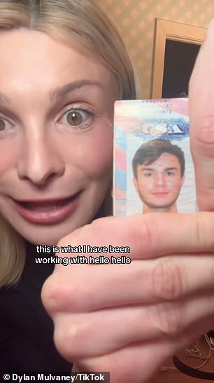 Mulvaney, 27, showed her 10 million TikTok followers her passport photo when she still had masculine facial features and short brown hair