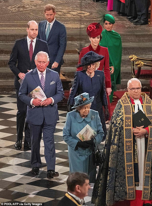 Their faces speak volumes.  The Royal Family during the annual Commonwealth Service in 2020 – the last official task before Prince Harry and Meghan step down from their royal positions