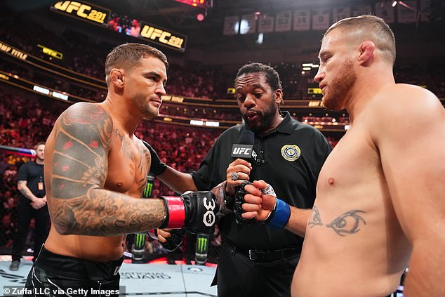 Poirier hasn't set foot in the octagon since suffering a loss to fellow countryman Justin Gaethje (R)