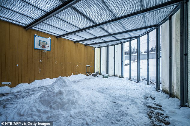 The air yard on the first of two floors of the cell where Anders Behring Breivik is serving his custodial sentence in Ringerike prison is shown