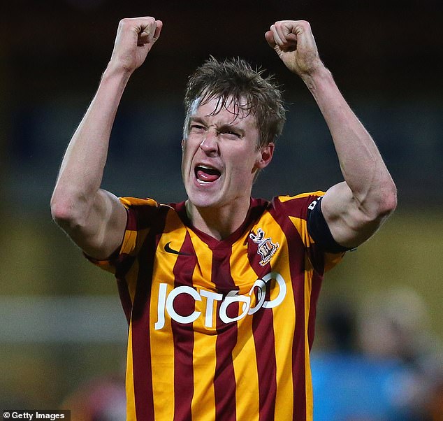 The footballer was forced to retire in 2018 due to the diagnosis;  pictured playing for Bradford City in the FA Cup in 2015