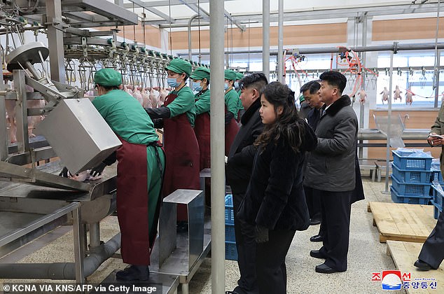 Kim Jong Un is said to be happy with the 'modern' production lines at the factory, which is located south of Pyongyang