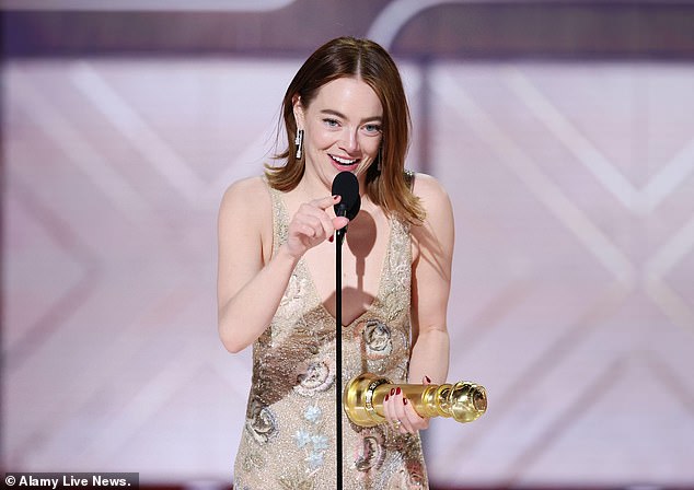 “And she was nominated tonight too, which was great, and yeah, what an a**hole,” she said jokingly.  The award was Stone's second Golden Globe, as the eight-time nominee previously took home the award for her performance in the 2016 musical romance film La La Land.