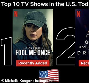 Michelle shared a screenshot, showing fans that Fool Me Once reached No. 1 in the United States