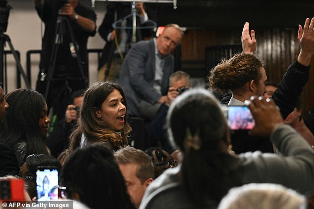 Protesters at the church interrupted President Biden for about 45 seconds