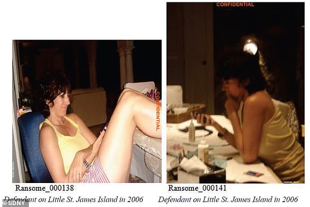 Ghislaine Maxwell is seen in two photos on Epstein's island in 2006