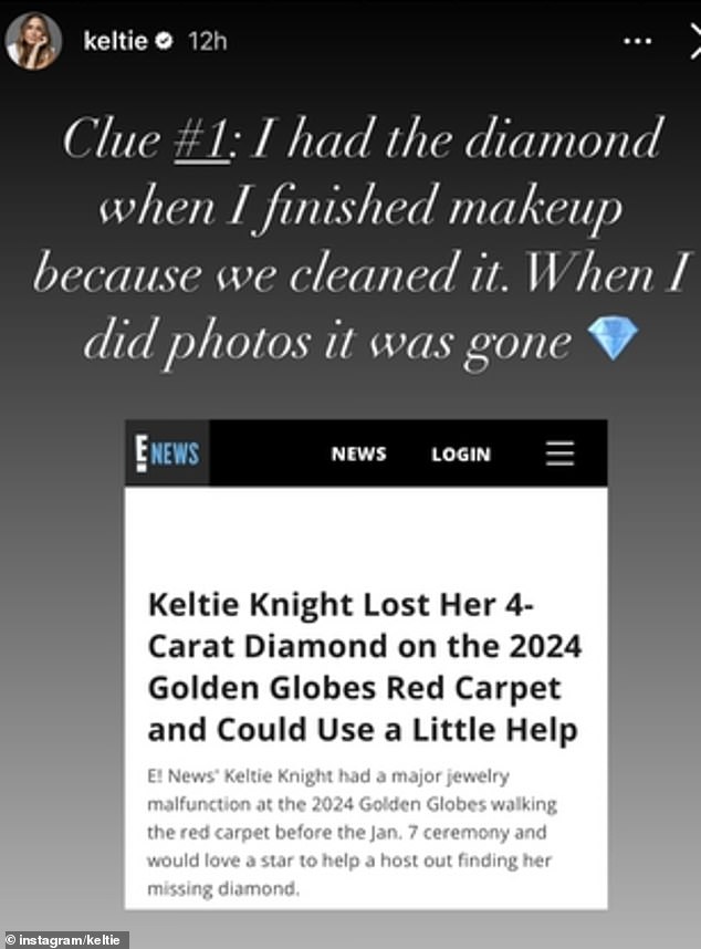 She took to Instagram Stories to share some photos about the missing ring story, explaining that she had it on while doing her makeup for the evening.