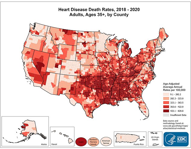 Southern states are at greater risk for high death rates from heart disease, CDC data shows