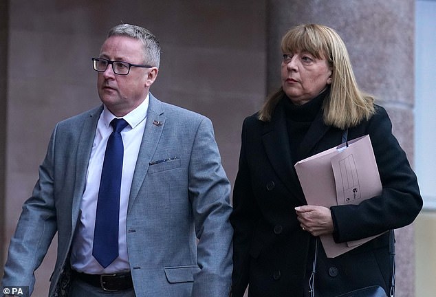 The afternoon before Mrs Allan was found dead, she was visited by her mother and brother.  Pictured: Katie's mother, Linda, and father, Stuart