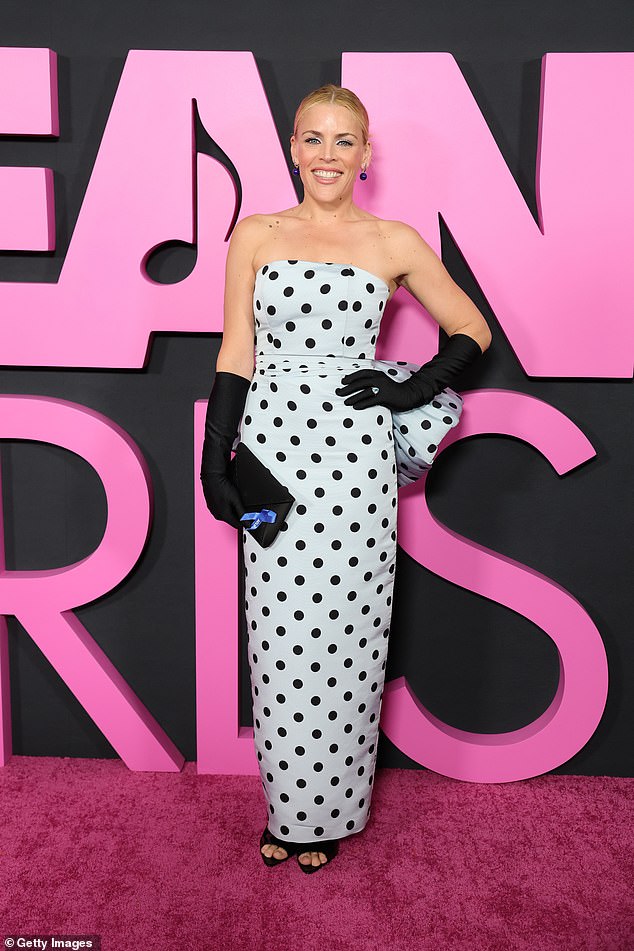 The White Chicks star wowed in a sleeveless polka dot figure-hugging dress, which she paired with elbow-length black gloves