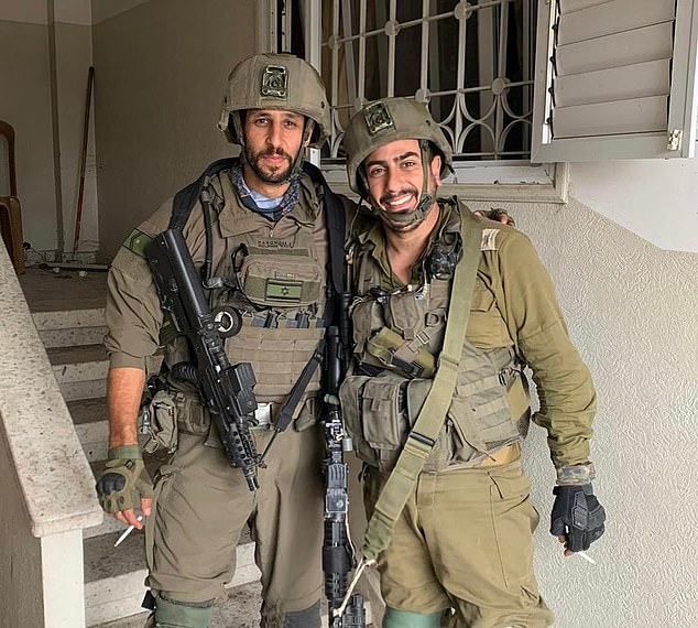 He was seriously injured, but is in stable condition.  His father told Israeli news channel Wala that Amedi's life was not in immediate danger (photo: Amedi, left, with a fellow IDF soldier)