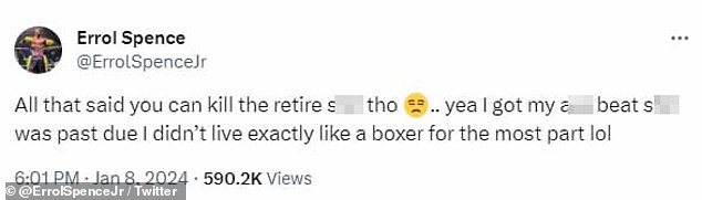 But as well as revealing his eye injury, the beaten champion claims he 'wasn't living like a boxer' before his one-sided defeat.