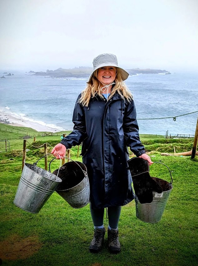 The blaskets were inhabited for centuries by a small but close-knit Irish-speaking group of 100-150 people.  Emily is in the photo