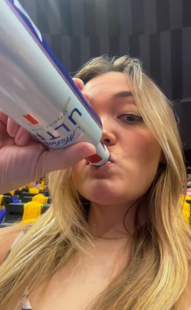 And as she stepped out to a flyer at the PMAC in Baton Rouge, Dunne's 22-year-old sister enjoyed a beer marathon in the stands.