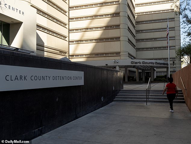 Davis pleaded not guilty to first-degree murder in November and was held without bail at the Clark County Detention Center (pictured) in Las Vegas