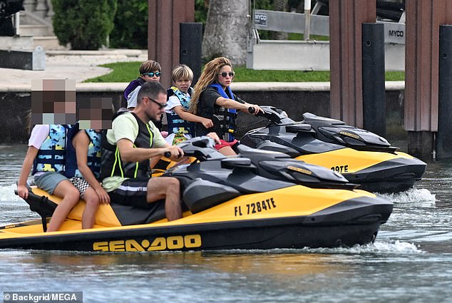 Shakira takes her kids jet skiing over Labor Day weekend in Miami Beach