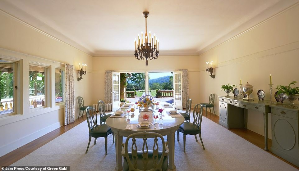 There are a total of seven separate homes spread across the site.  The photo shows a dining area